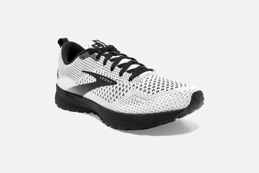 Brooks Israel Revel 4 Road Running Shoes Womens - White/Black - UEP-027914